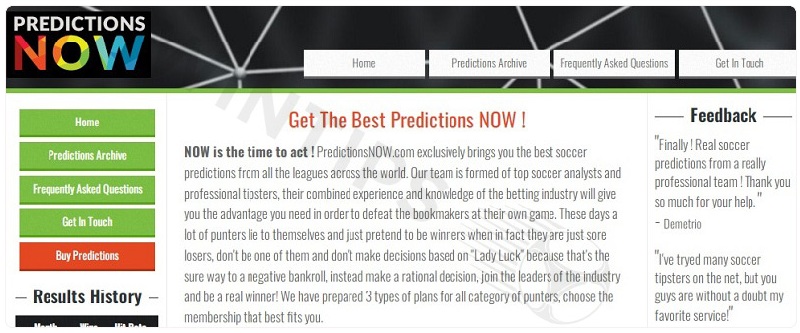 Interface PredictionsNow.com
