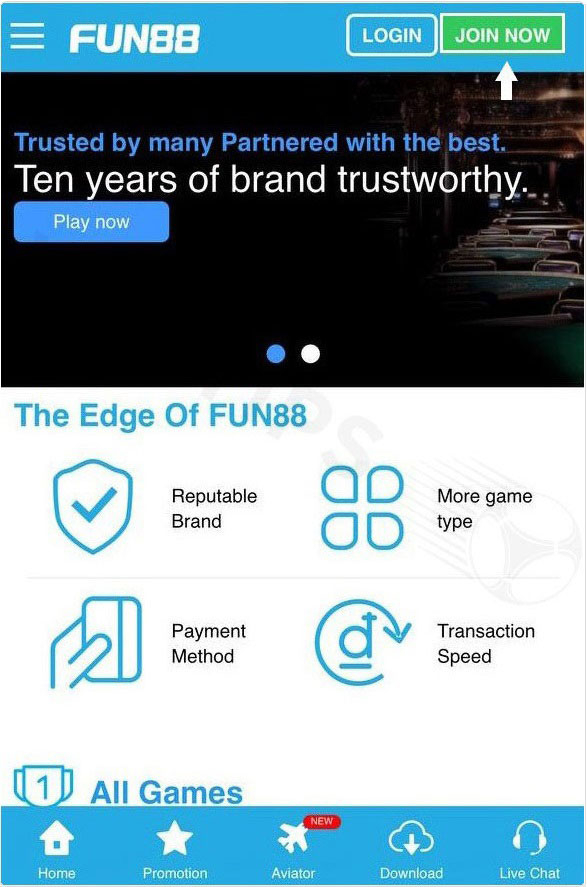 Fun88 account registration interface on mobile
