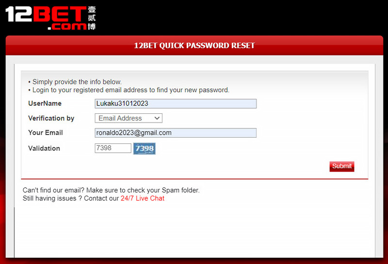 Provide an Email address to change your password