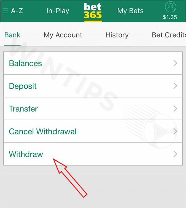 Select WITHDRAW