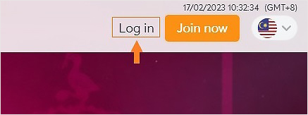 Click on the "Log in" icon