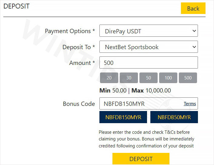 Deposit Nextbet with Dire Pay