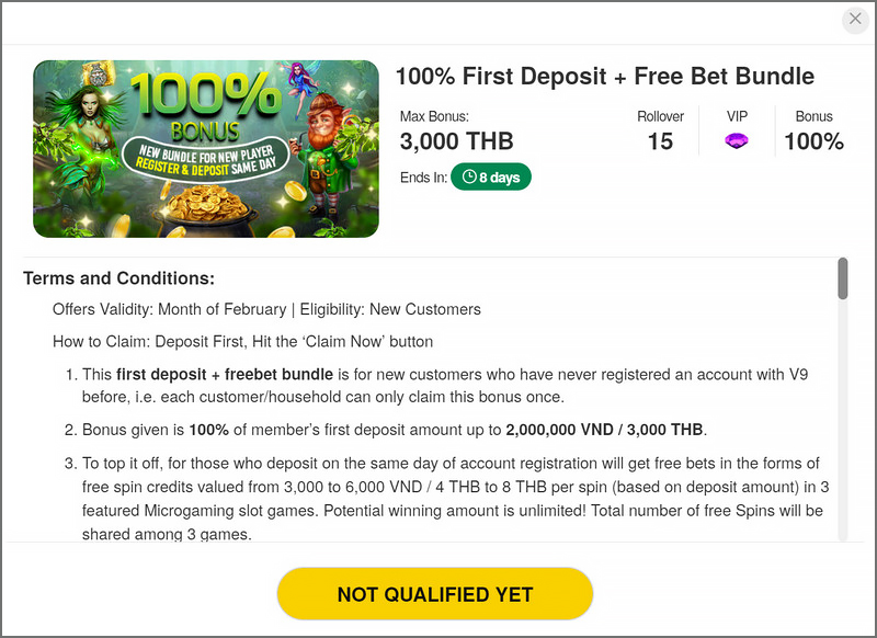 V9BET offers huge promotions to new players