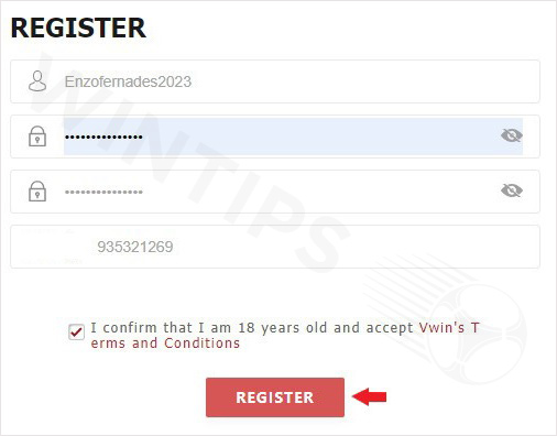 Fill in the information needed to register
