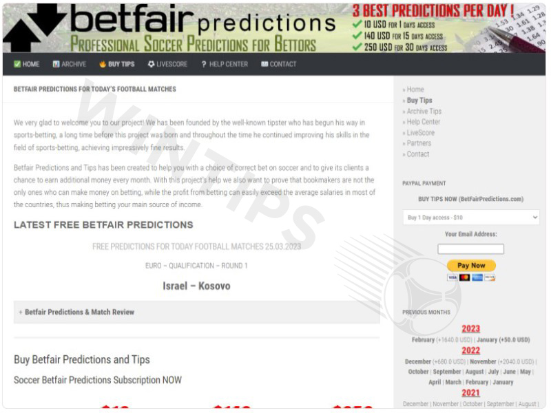 Review page tips BetFairPredictions.com