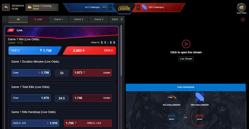 League of Legends betting at 12Bet