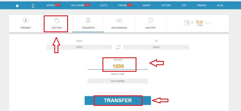 Transfer funds to the main account