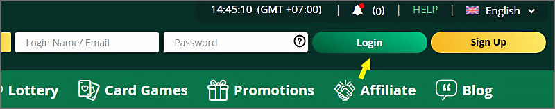 Go to the bookmaker homepage and find the Login section