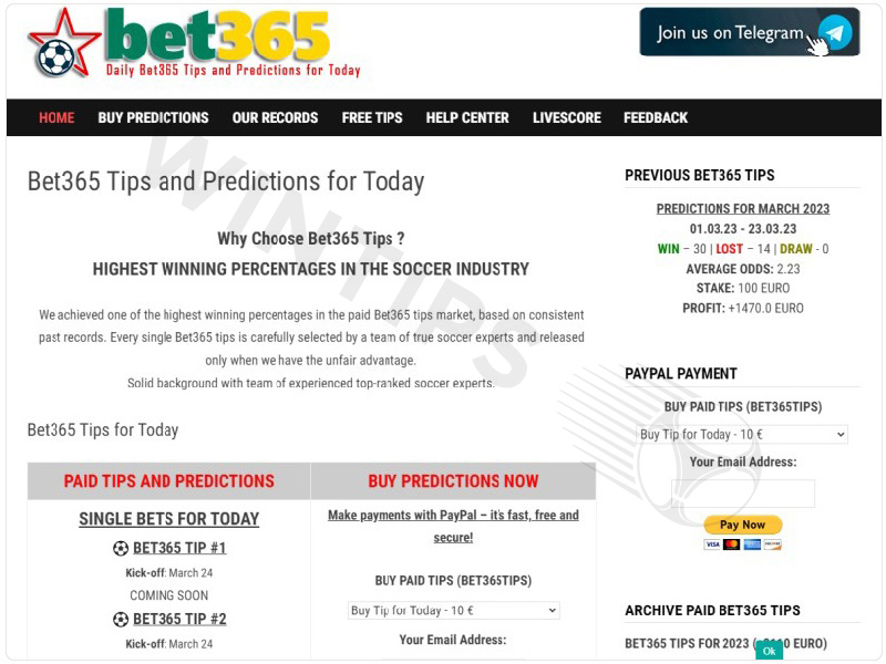Review page tips Bet365tips.online