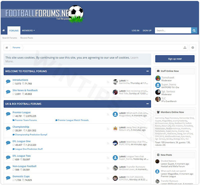 The number of visitors to Footballforums is not inferior to the 2 competitors above