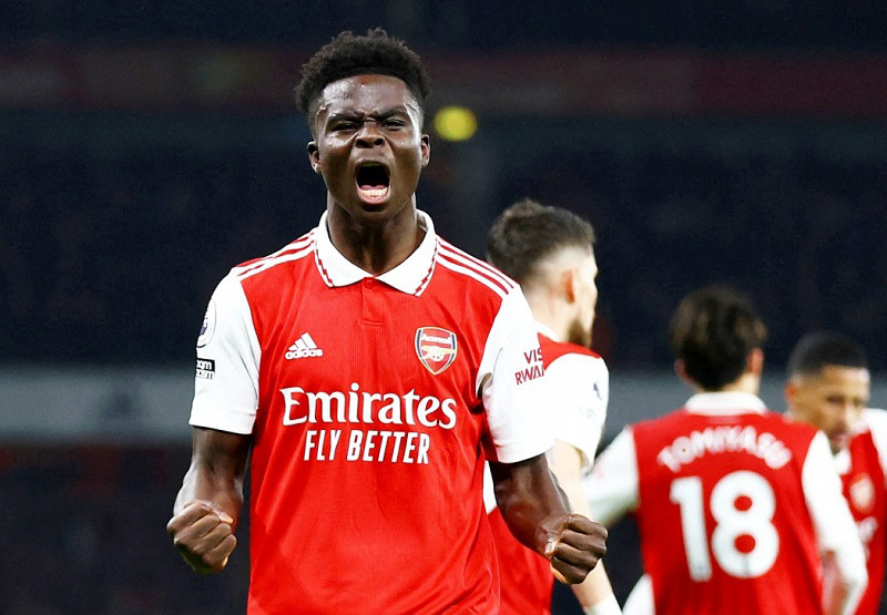 Saka is with Arsenal rising in the Premier League table