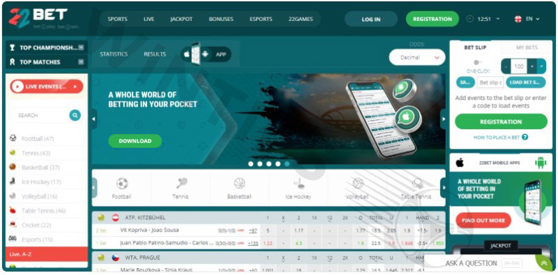 22Bet - Betting sites in Malaysia