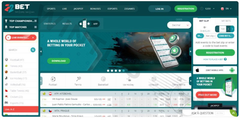 22Bet - the most reliable betting website in India