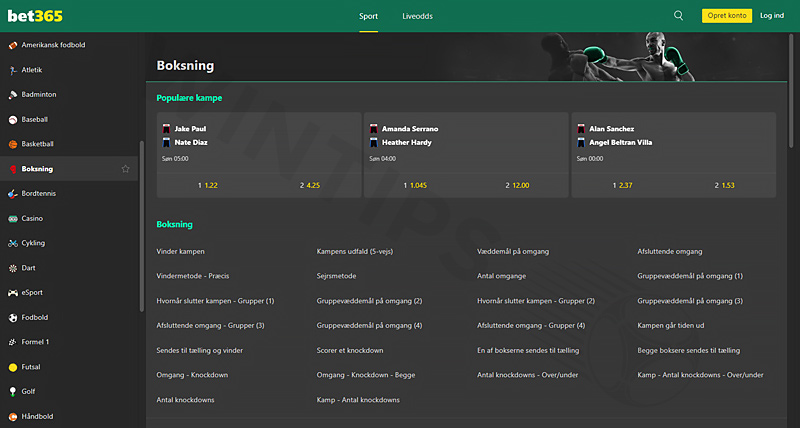 Bet365 - Boxing betting site with many attractive bonus promotions
