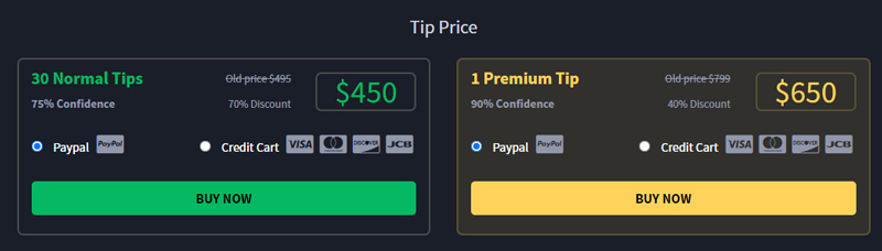 Pricing and payment at Premiumsoccertips.net