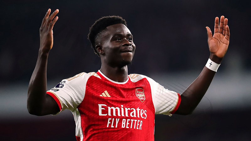 Arsenal striker Bukayo Saka has also seen his value rise sharply